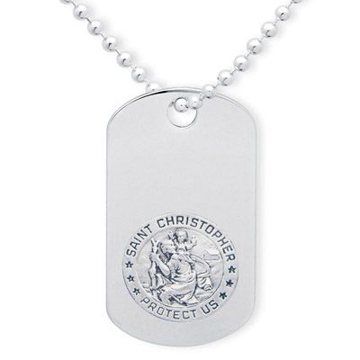 Sterling Silver Engraved St Christopher Dog Tag With Optional Engraving