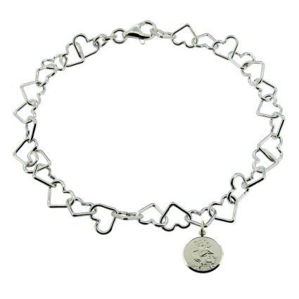 Sterling Silver Charm Bracelet With St Christopher Charm & Optional Engraving