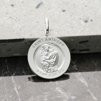 Sterling Silver St Anthony Medal 3D With Optional Engraving and Chain