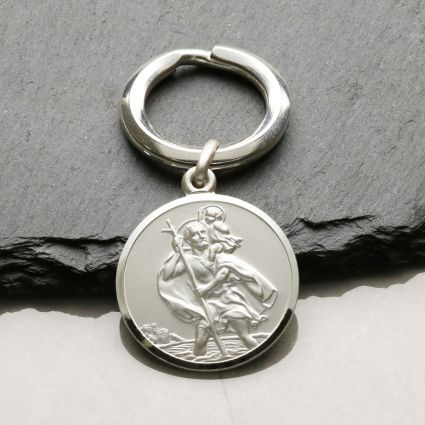 Sterling Silver 24mm St Christopher Keychain With Optional Engraving