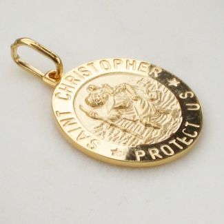 9ct Yellow Gold Plated 12mm 3D St Christopher Pendant 