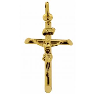 9ct Yellow Gold Plated Crucifix Pendant With Optional Chain