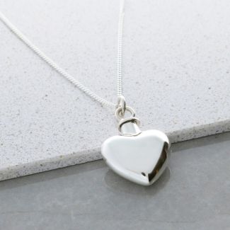Sterling Silver Heart Urn Cremation Ashes Pendant With Optional Engraving & Chain