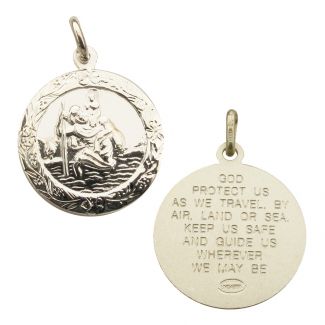 Sterling Silver Patterned St Christopher Pendant With Travellers Prayer
