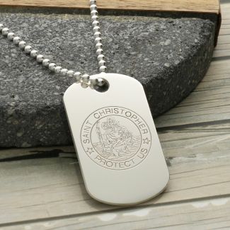 Sterling Silver St Christopher Dog Tag 