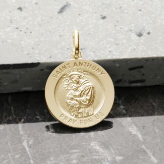 9ct Yellow Gold Plated St Anthony 3D Medal With Optional Engraving
