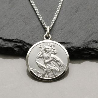 Sterling Silver 20mm St Christopher Pendant With Optional Personalization and Chain