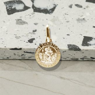 9ct Yellow Gold Plated 12mm 3D St Christopher Pendant 