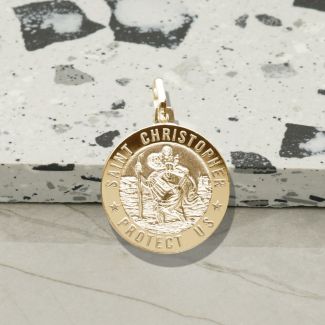 9ct Yellow Gold Plated 18mm 3D St Christopher Pendant