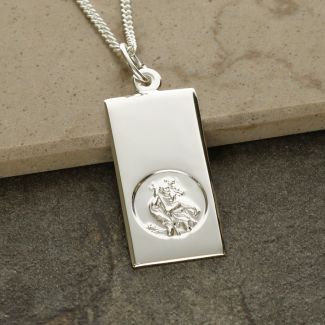 Sterling Silver St Christopher Ingot With Optional Engraving, Cross And Chain