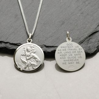 Sterling Silver 20mm St Christopher Pendant With Travellers Prayer 