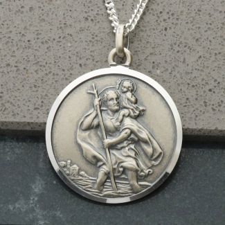 Sterling Silver 27mm St Christopher Pendant With Optional Engraving