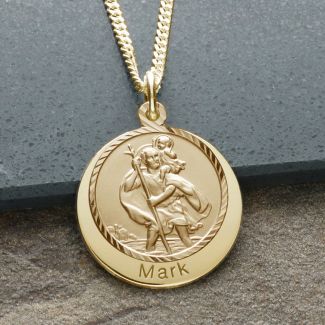 9ct Yellow Gold Personalised St Christopher With Concealed With Travellers Prayer